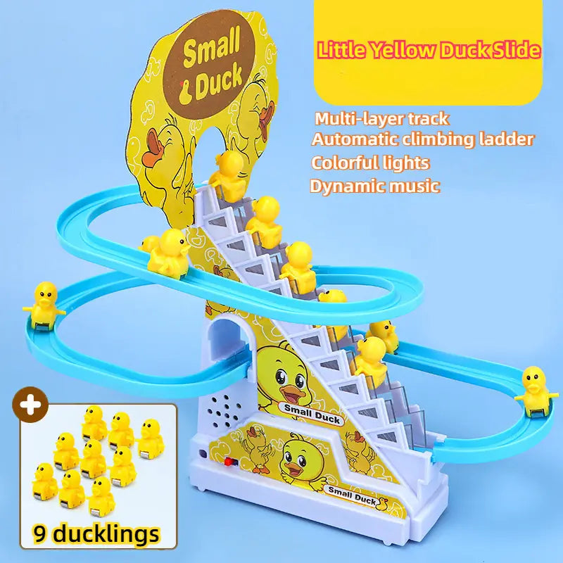 Musical Climbing Ducks Toy, Electric Yellow Duck Slide Track, Educational Playset, Birthday Gift, Halloween, Christmas, Thanksgiving, Children's Day, New Year Present, Mixed Colors, Plastic Material