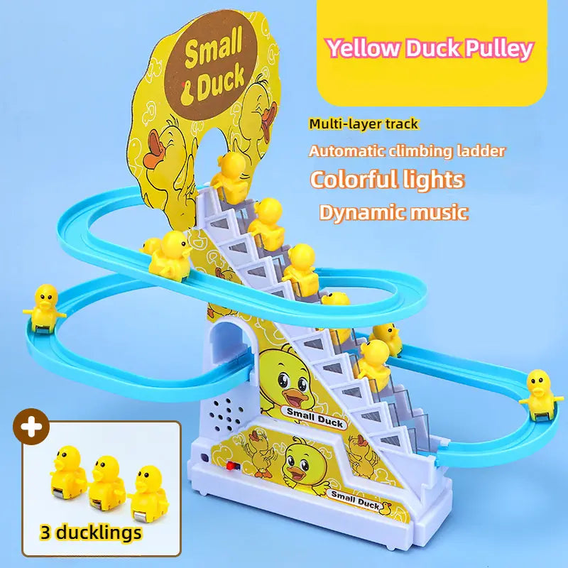 Musical Climbing Ducks Toy, Electric Yellow Duck Slide Track, Educational Playset, Birthday Gift, Halloween, Christmas, Thanksgiving, Children's Day, New Year Present, Mixed Colors, Plastic Material