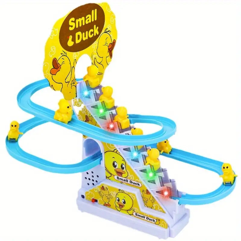 Musical Climbing Ducks Toy, Electric Yellow Duck Slide Track, Educational Playset, Birthday Gift, Halloween, Christmas, Thanksgiving, Children's Day, New Year Present, Mixed Colors, Plastic Material