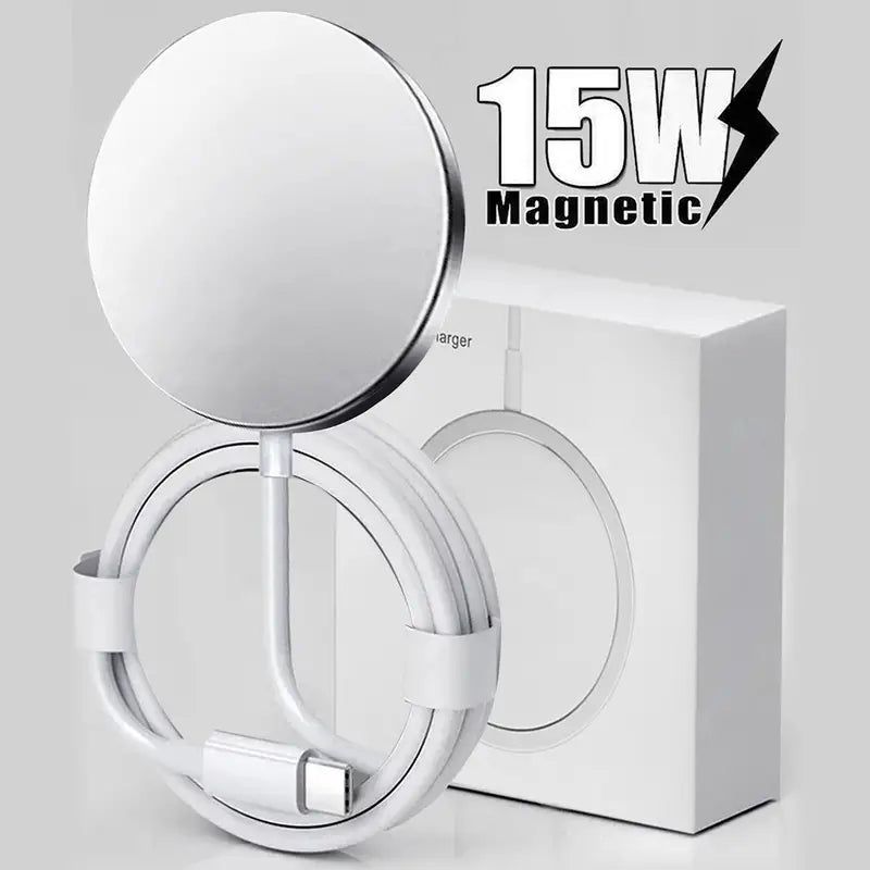 15W Magnetic Qi Wireless Charger, USB Power Mode, Compatible with iPhone 15/14/13/12 Pro Max/Mini, AirPods Pro - MagSafe Case-Friendly Induction Charging Pad with No Battery Required