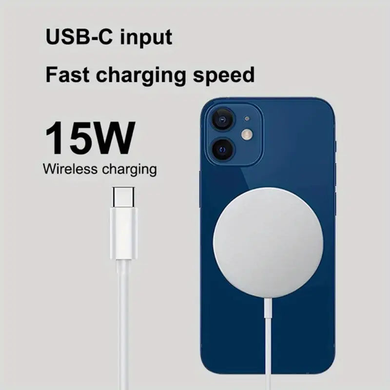 15W Magnetic Qi Wireless Charger, USB Power Mode, Compatible with iPhone 15/14/13/12 Pro Max/Mini, AirPods Pro - MagSafe Case-Friendly Induction Charging Pad with No Battery Required