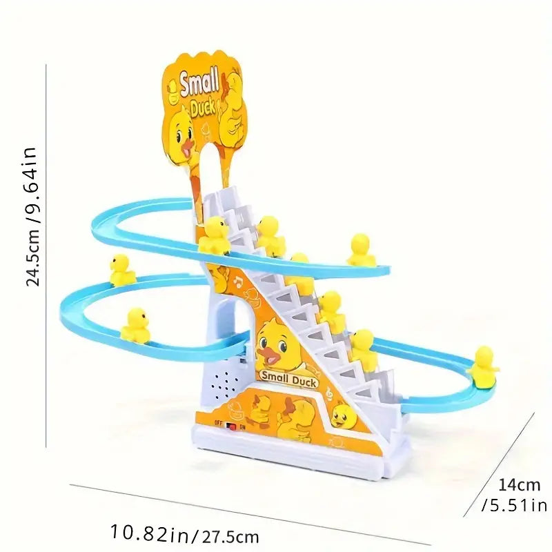 Musical Climbing Ducks Toy, Electric Yellow Duck Slide Track, Educational Playset, Birthday Gift, Halloween, Christmas, Thanksgiving, Children's Day, New Year Present, Mixed Colors, Plastic Material